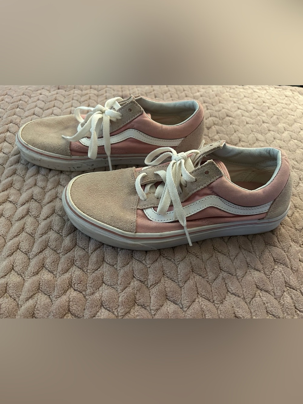 Vans Pink Suede and Canvas Low-Top Skate Shoes SNEAKERS women size 7 Old Skool